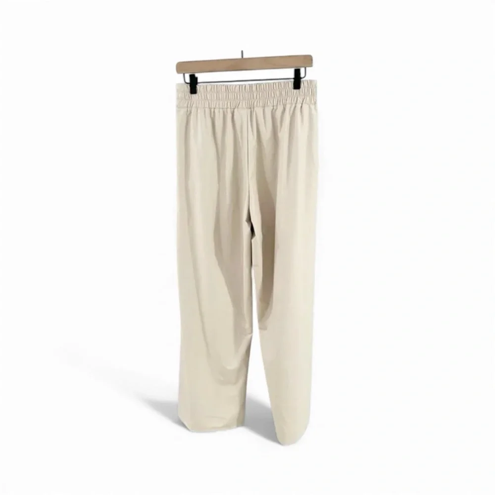 Cream Wide-Leg Faux Leather Pants L NWOT - Picture 3 of 8